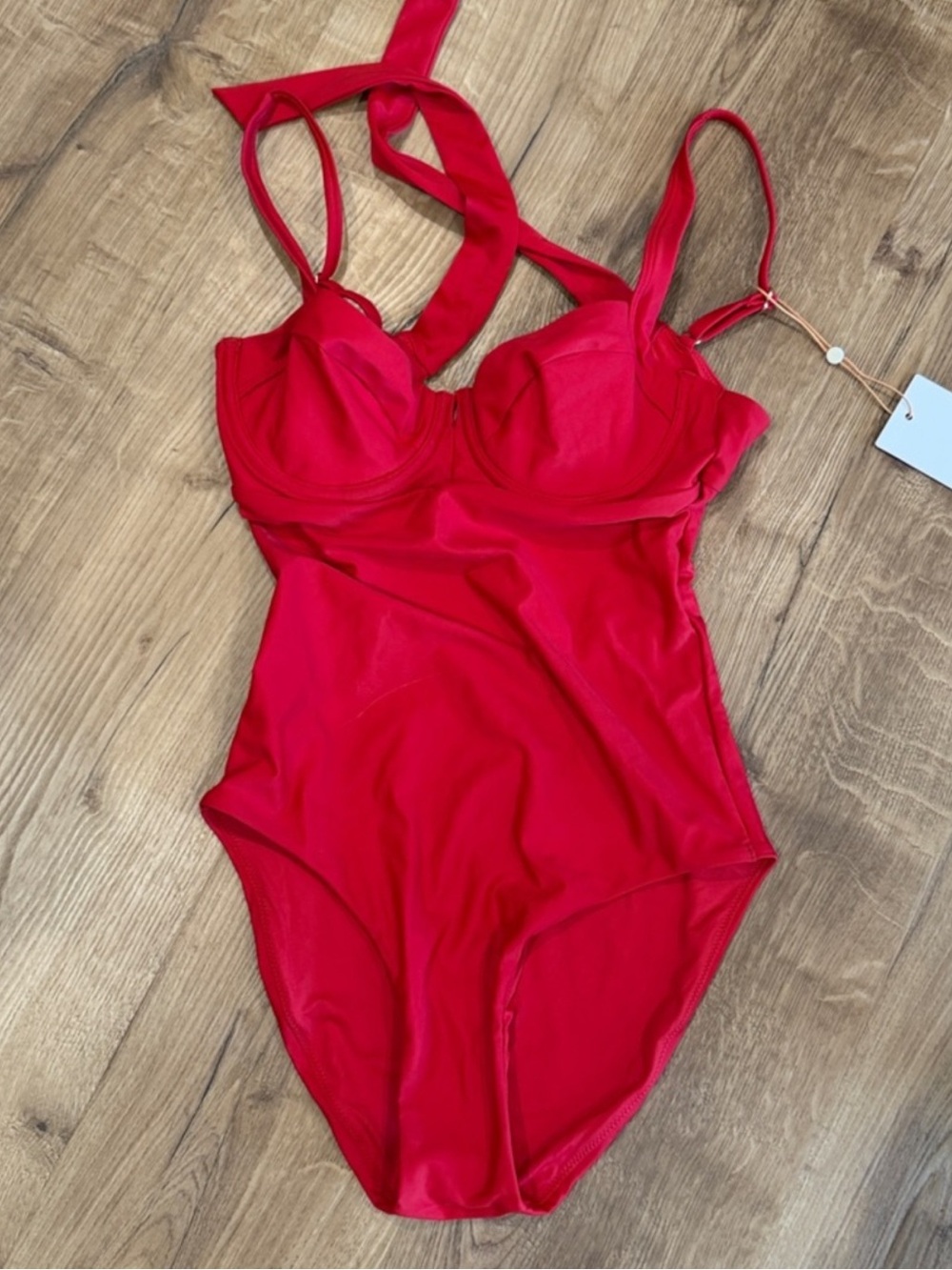 Quince Italian Swim Demi One Piece Red NEW CHERRY